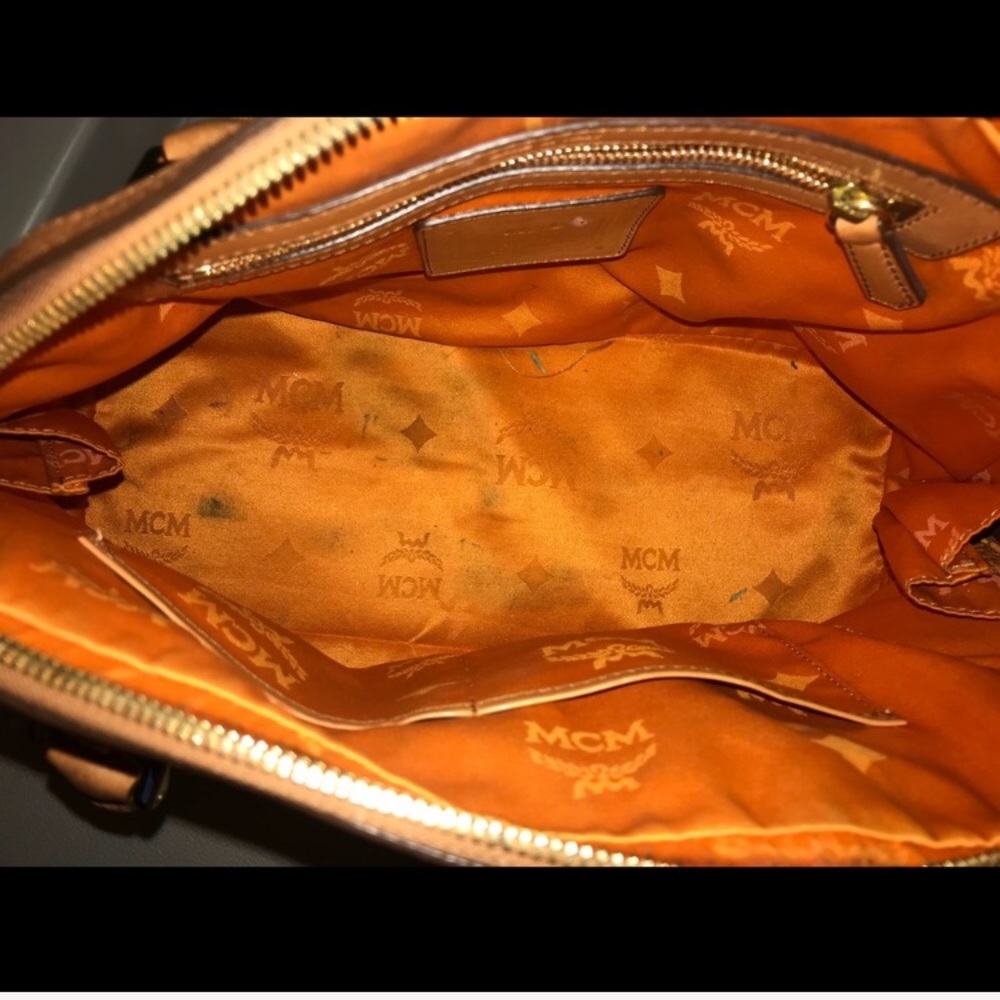 MCM Medium Heritage Canvas Bowling Bag in Cognac - Picture 7 of 16